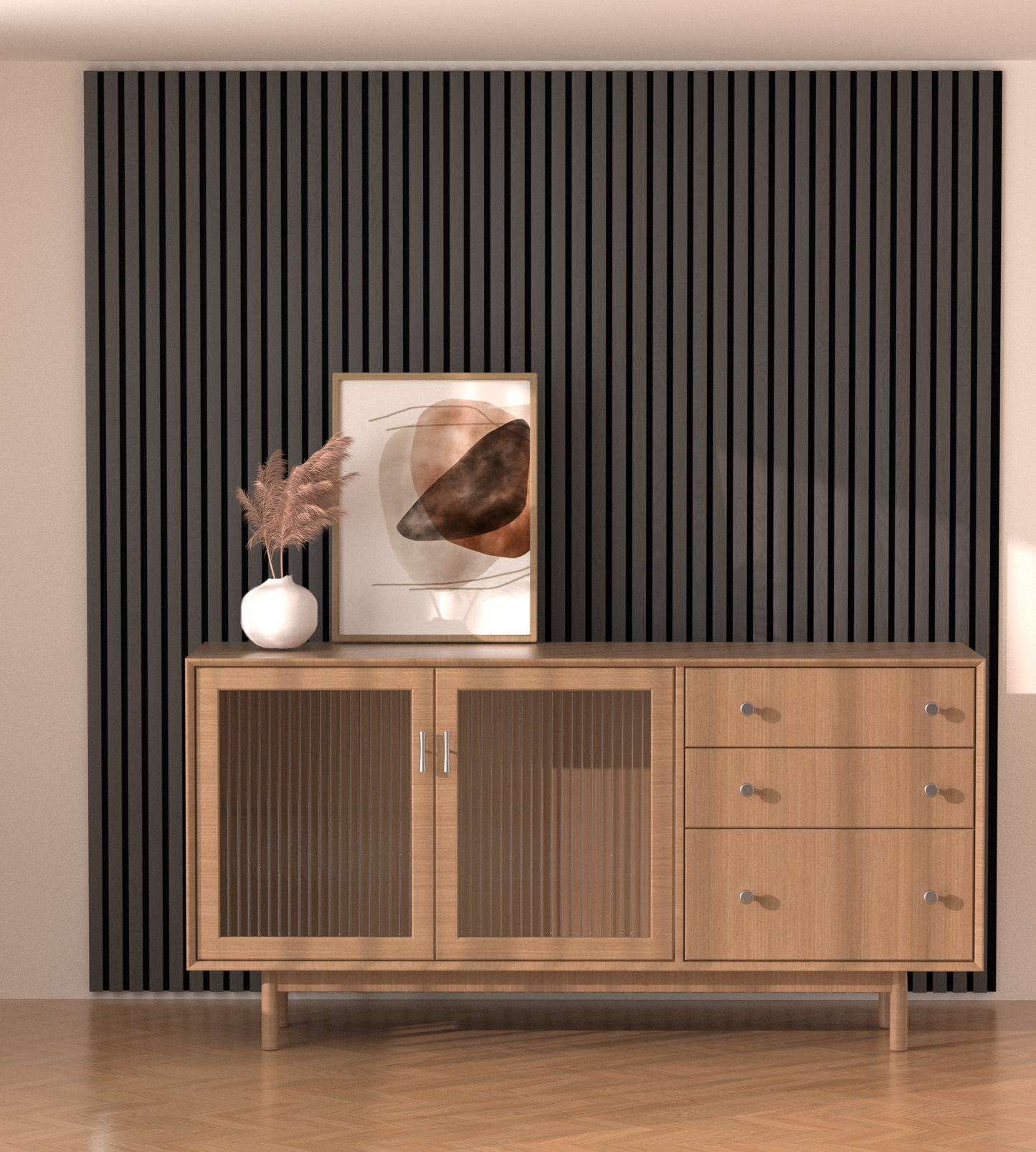 PANNEAUX ACOUSTIQUE CHÊNE FUMÉ FONCÉ 60x240cm